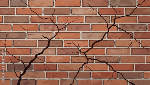 Cracked Brick Wall Texture Illustrative Close-up of Damage and Texture Details
