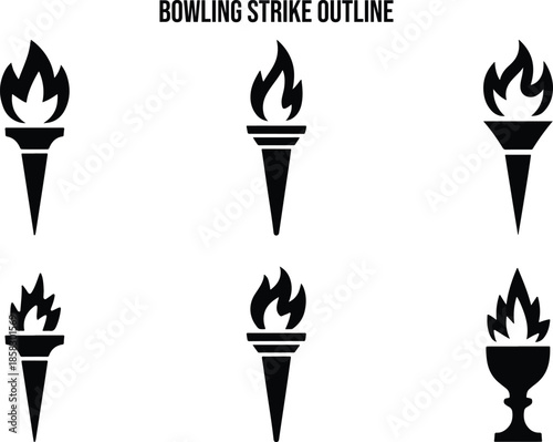 A Collection of Various Torch and Flame Silhouette Icons for Design Projects