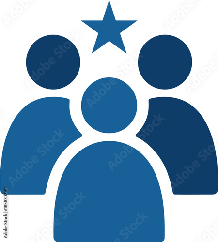 Leadership Team Star Icon – Group Achievement Flat Vector