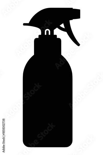 Black silhouette icon representing a versatile spray bottle commonly used for cleaning solutions, gardening care, or general household liquid dispensing applications with an adjustable nozzle.