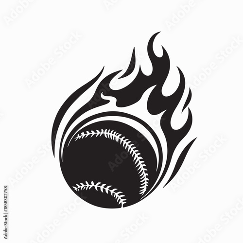 Flying in Flames Baseball Balls Design logo Vector Isolated on White Background