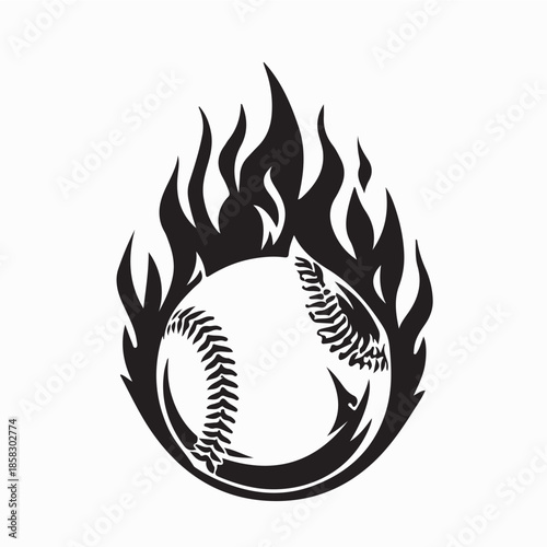 Flying in Flames Baseball Balls Design logo Vector Isolated on White Background