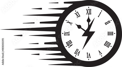 Racing clock with lightning speed and motion blur effect