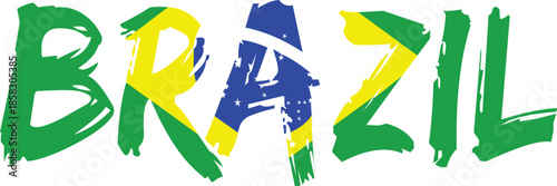 Brazil text design with flag.