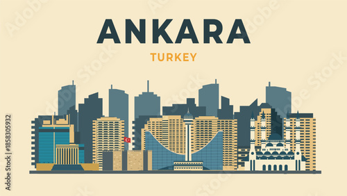 Ankara skyline travel and tourism background