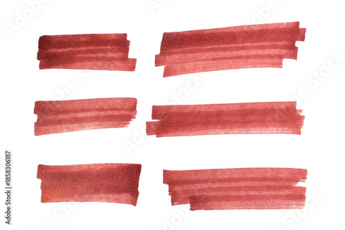 фотографія Hand drawn red marker brush strokes set, abstract ink highlight banners collecti