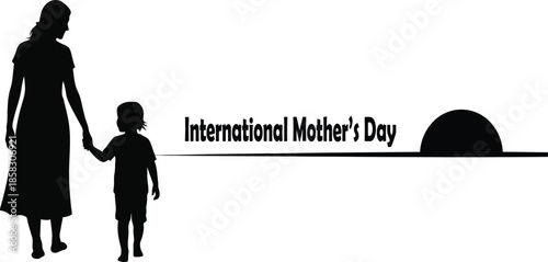 International mother's day silhouette of mother and child