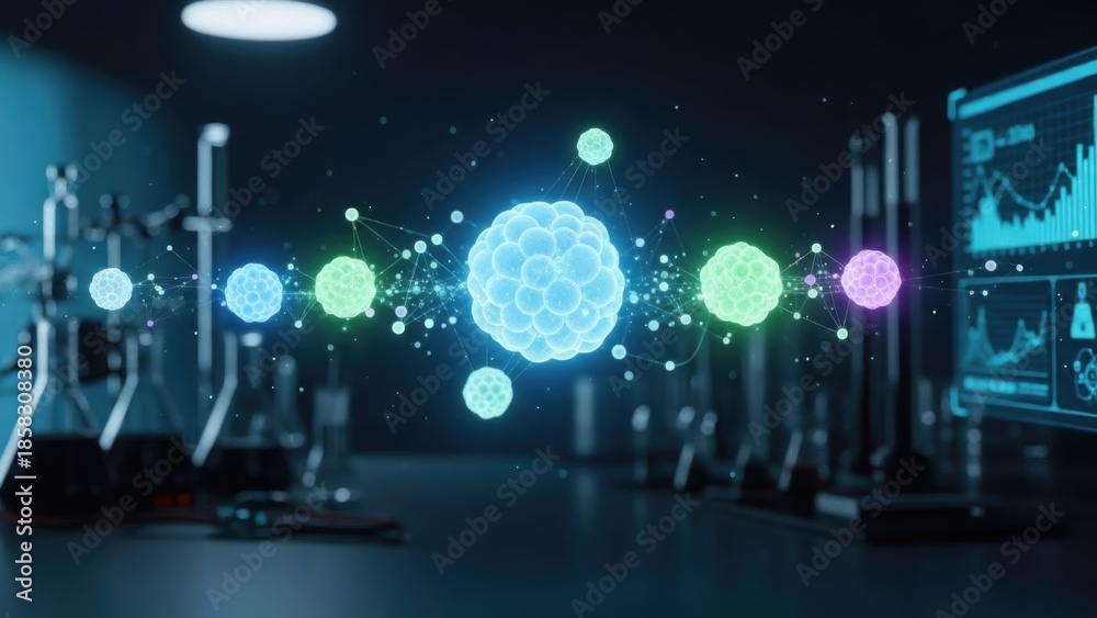 Fototapeta premium Advanced scientific research exploring intricate cellular structures and molecular data