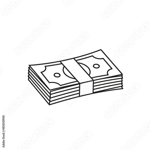 Stack of Cash Money Bills Illustration for Financial and Business Concepts