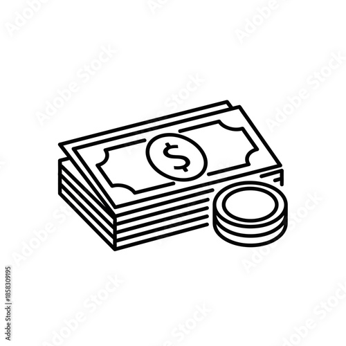 Stack of Cash and Coins Symbolizing Financial Growth and Wealth