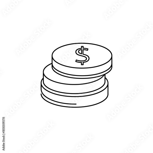 Stack of Coins with Dollar Sign Illustration for Financial and Business Concepts