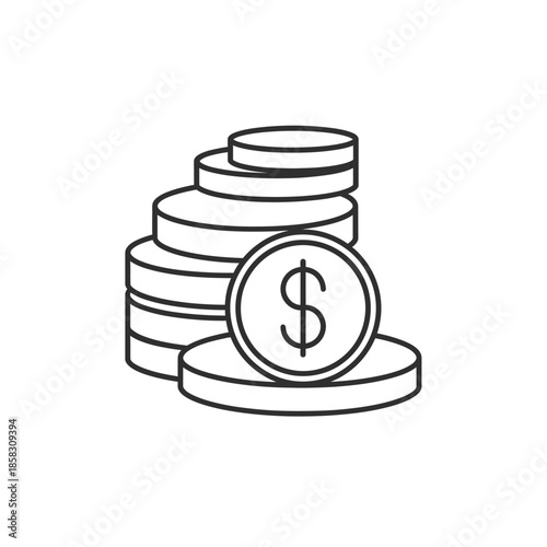 Stack of Coins with Dollar Sign Symbol Representing Financial Growth and Investment Concepts