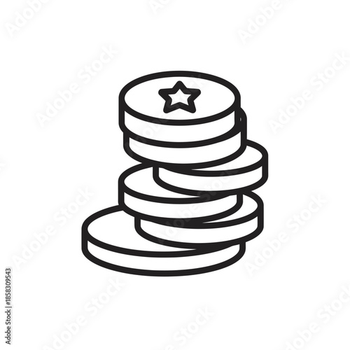 Stack of Coins With Star Symbol for Financial Growth and Investment Concept