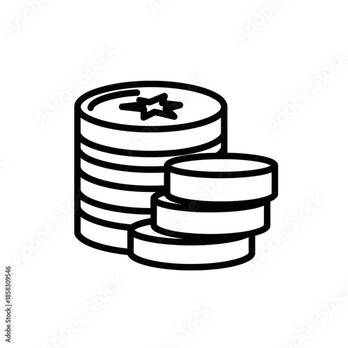 Stack of Coins with Star Symbol for Financial Growth and Savings
