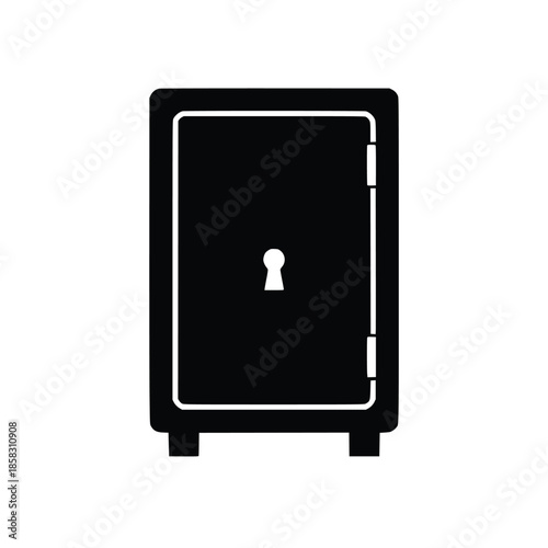 Bank Vault Safe Icon Set – Secure Storage Strongbox Silhouette Vector