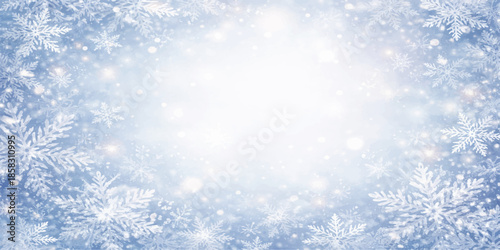 Abstract blue Christmas background featuring a winter holiday pattern with silver snowflakes and stars for a seasonal New Year celebration card design