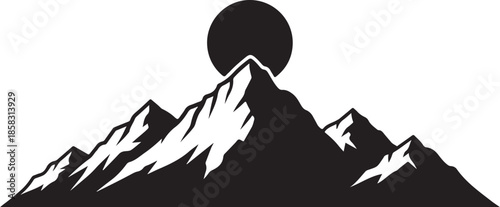 Majestic mountain range at sunset in dramatic black and white