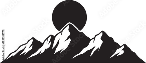 Stunning mountain landscape with sun silhouette