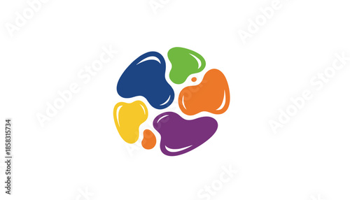 Abstract colorful chemical reagent blobs isolated on white background, science creativity concept