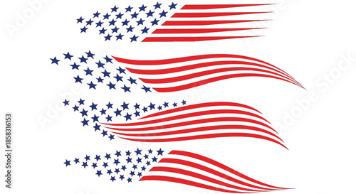 American flag with stars and stripes waving in the wind, patriotic symbol of the united states, isolated on