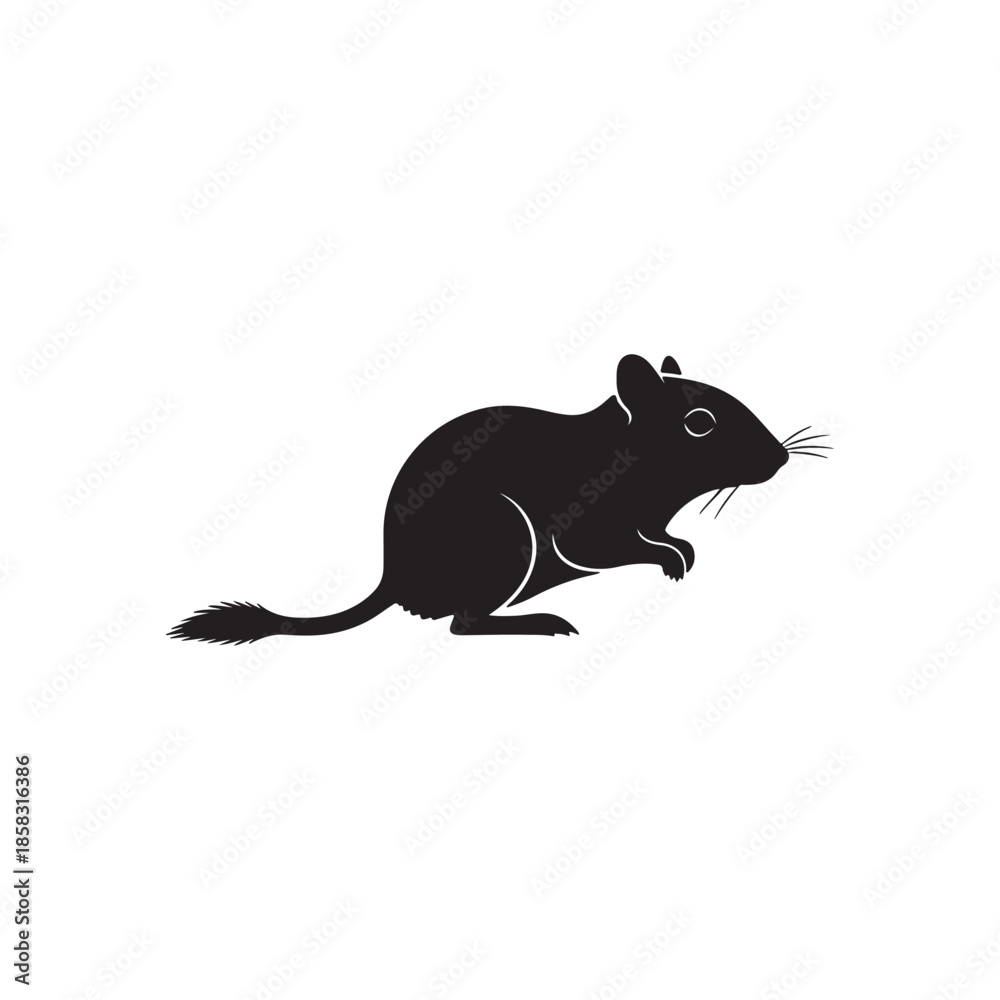 Fototapeta premium Mongolian gerbil silhouette icon vector flat illustration design. 