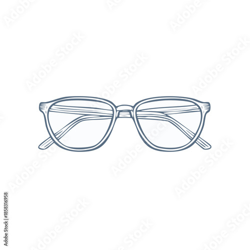 Hand-drawn glasses illustration with clear lenses for vision correction and style.