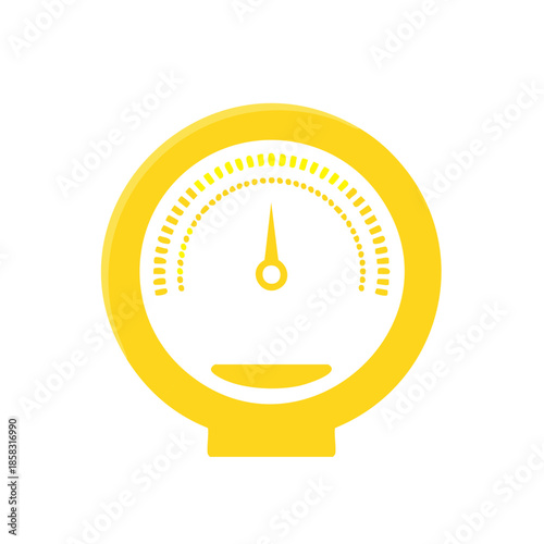 Yellow Round Guage Indicating Measurement or Progress Simple Icon