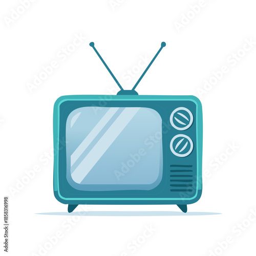 Retro Television Set with Antennae and Knobs Illustration of a Vintage TV for Nostalgia Concepts