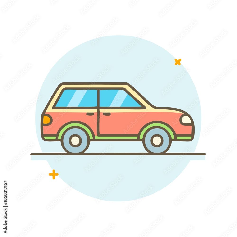 Obraz premium Red Automobile in Minimalist Style for Travel and Transportation Concepts