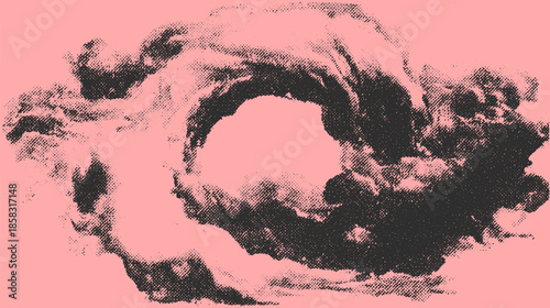 Cloud illustration in vector style against a pink background. A simple and unique graphic design showcasing modern abstract elements.