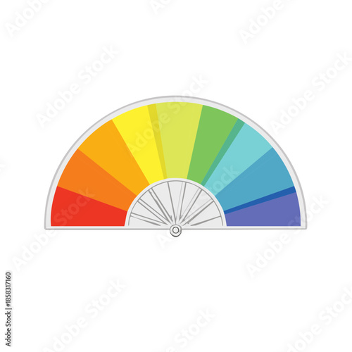 Hand Fan with Rainbow Spectrum Colors Displayed for Summer Coolness and Colorful Decorative Design