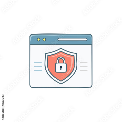 Free Download Website with Security Shield and Padlock Icon for Secure Online Transactions or Encrypted Data Browser Window Protection Concept Illustration - GFXLoad