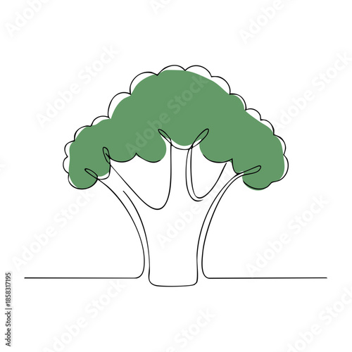 Broccoli floret continuous line drawing illustrates healthy eating vegetable simplicity and minimal design organic food