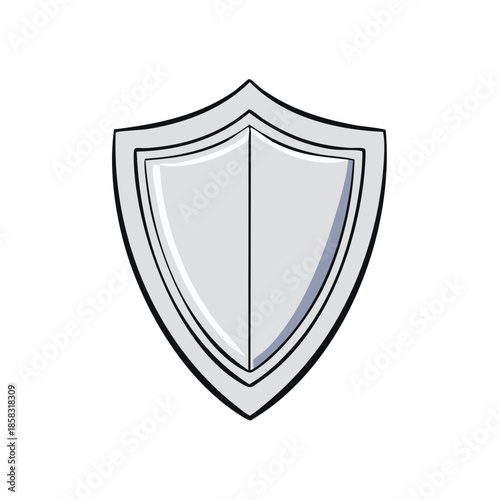 Silver Shield Protection Icon Illustration Security Concept Decorative Metal Defense