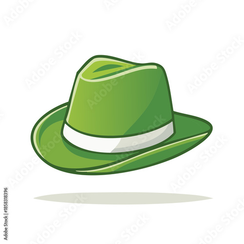 Illustration of a Green Fedora Hat with White Band Graphic Style isolated for various creative uses