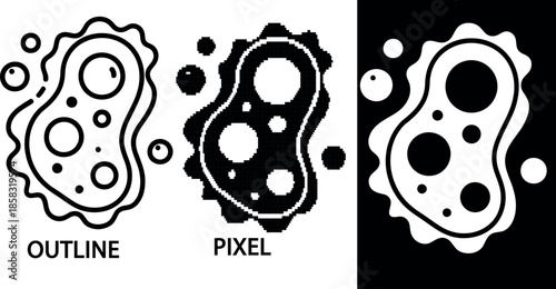 Abstract biological cell or virus icon in vector outline style