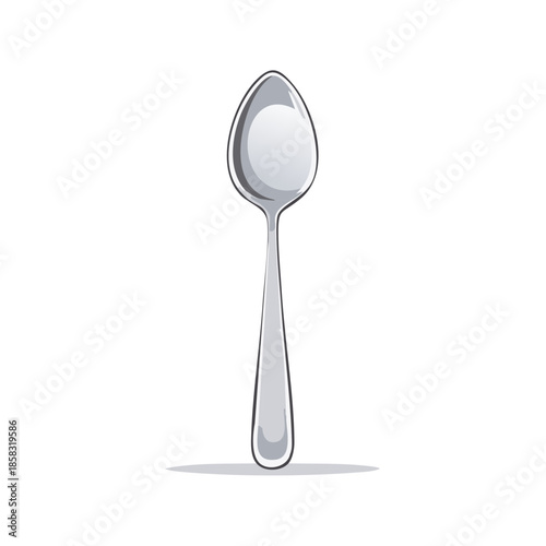 Silver Spoon Isolated Illustration for Food Service Settings or Kitchen Tools Concept, Culinary Still Life Element, Clean and Minimalist