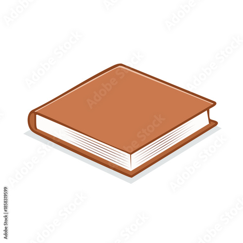 Isometric illustration of a closed, brown hardcover book, simple design, learning object
