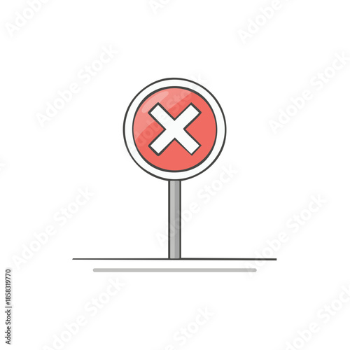 Roadside warning cross mark error illustration road symbol caution danger attention