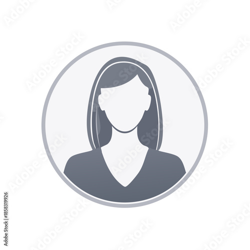 Generic Woman Avatar Silhouette Profile Head Isolated Against White
