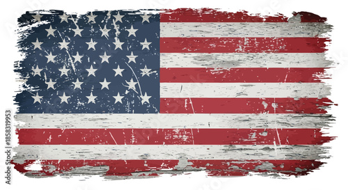Vintage distressed american flag with stars and stripes on a grunge texture background