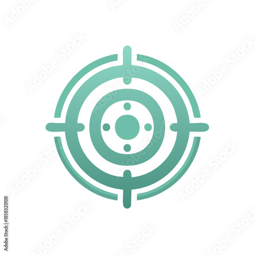 Teal Target Mark Icon Gradient Aiming Concept for Games or Business