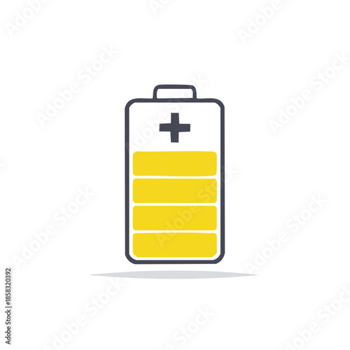 Battery icon showing full charge level indication technology innovation vector illustration