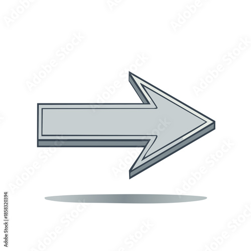 Simple 3D Arrow Pointing Right for Directions and Navigation Signalling, Indicating Movement