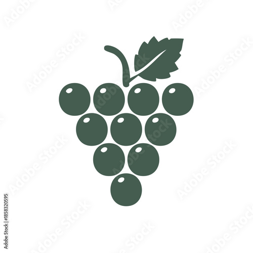 Stylized Grape Bunch Illustration Graphic Simple Single Color Silhouette Fruit Design Symbol Plant Food Vineyard Icon