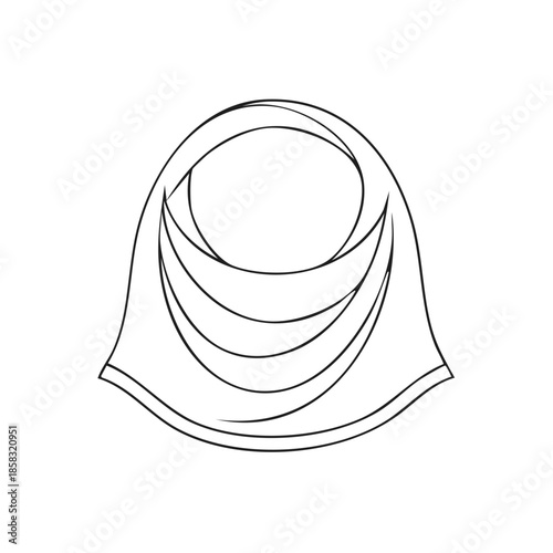 Simple Outline Illustration of a Headscarf Head Covering Veiled Dress Traditional Headwear