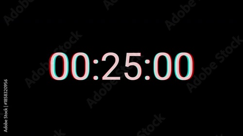 Animated 30 seconds digital countdown with modern glitch distortion, deal overlay or intro for gaming, cybersecurity, and futuristic-themed video content. 4K video