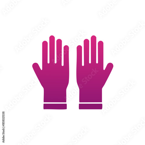 Stylized Purple Gloves Icon Design: Protective Handwear, Isolated Symbol for Hygiene
