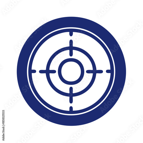 Target Board Icon Focus Aiming Accuracy Bullseye Target Mark Symbol, Navy Blue