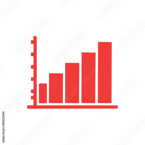 Free Download Red bar graph illustration displays increasing trend and positive growth representing financial statistics and data visualization for business analysis and progress tracking - GFXLoad